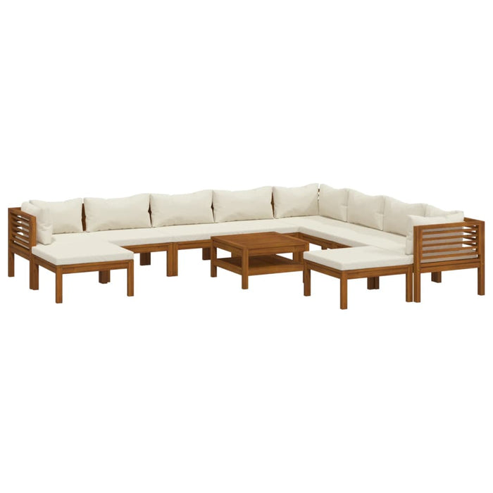 Set mobilier grădină cu perne crem 11 piese lemn masiv acacia - WALTI WALTI