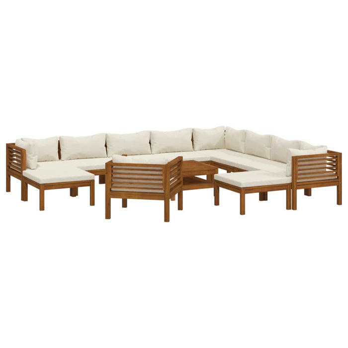 Set mobilier grădină cu perne crem 12 piese lemn masiv acacia - WALTI WALTI