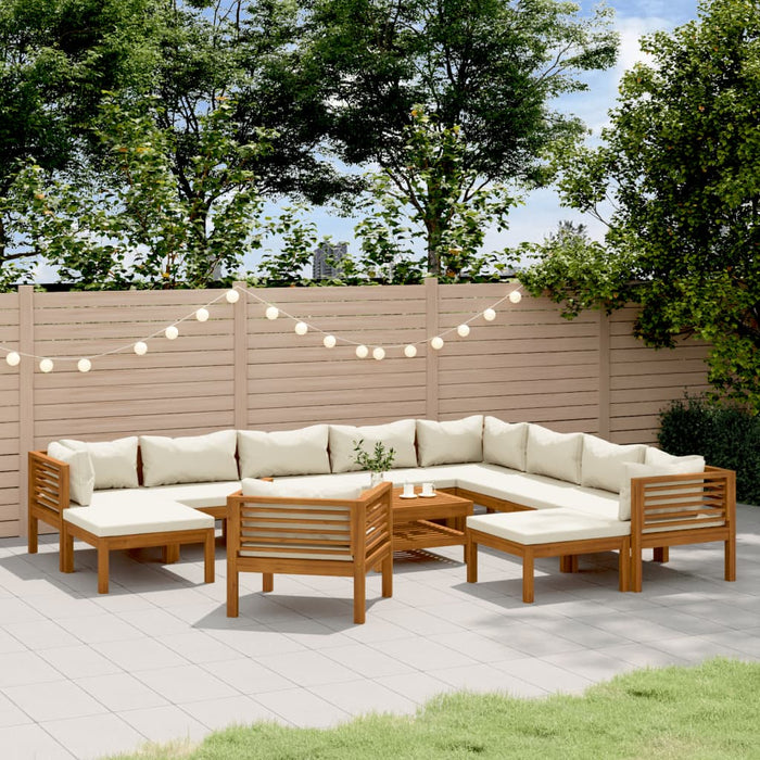 Set mobilier grădină cu perne crem 12 piese lemn masiv acacia - WALTI WALTI