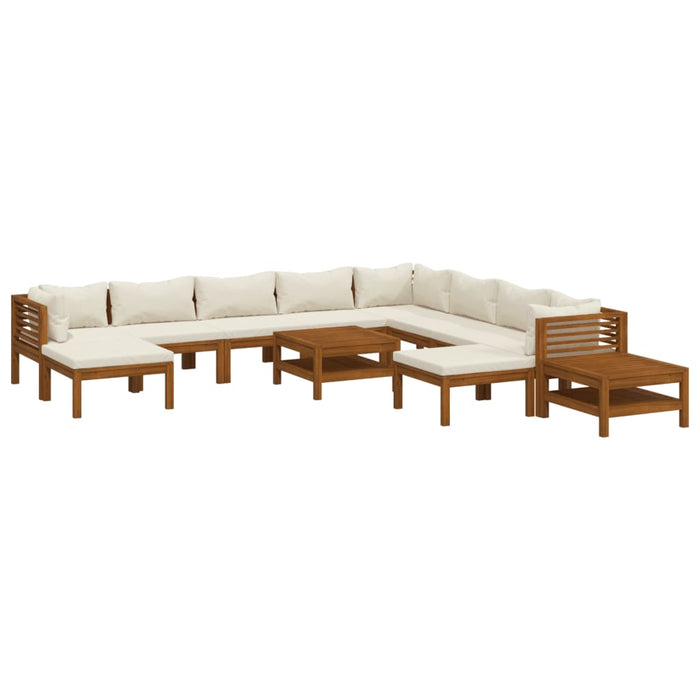 Set mobilier grădină cu perne crem 12 piese lemn masiv acacia - WALTI WALTI