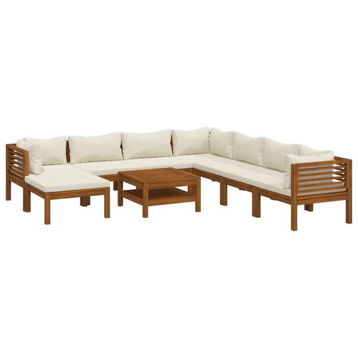 Set mobilier grădină cu perne crem, 9 piese, lemn masiv acacia - WALTI WALTI