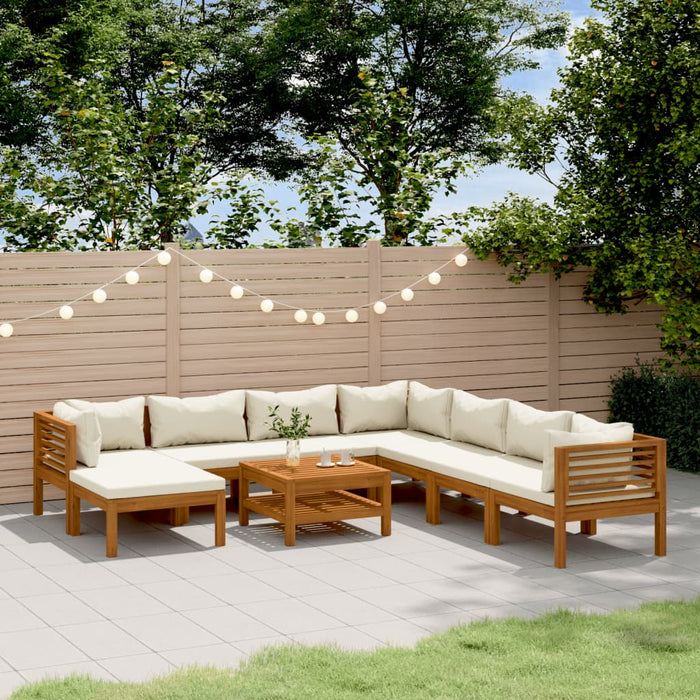Set mobilier grădină cu perne crem, 9 piese, lemn masiv acacia - WALTI WALTI