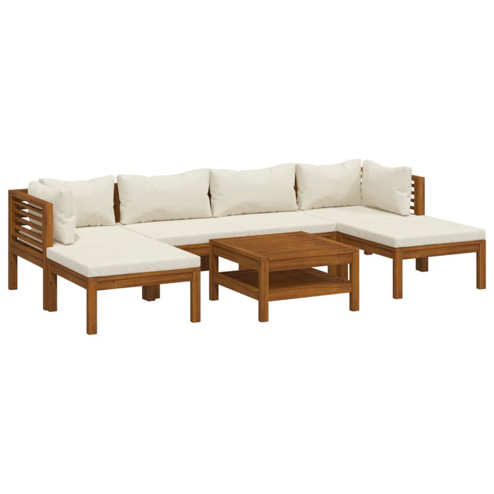 Set mobilier grădină cu perne crem, 7 piese, lemn masiv acacia - WALTI WALTI