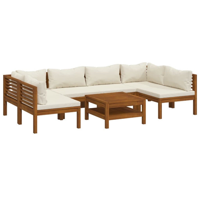 Set mobilier grădină cu perne crem, 7 piese, lemn masiv acacia - WALTI WALTI