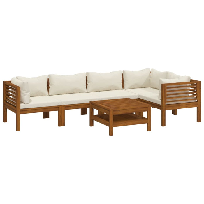 Set mobilier grădină cu perne crem, 6 piese, lemn masiv acacia - WALTI WALTI