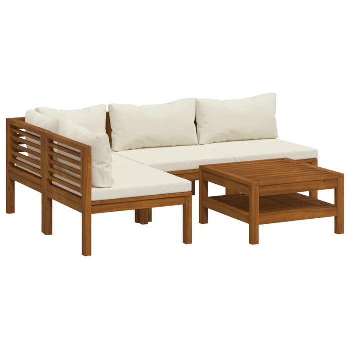 Set mobilier grădină cu perne crem, 5 piese, lemn masiv acacia - WALTI WALTI