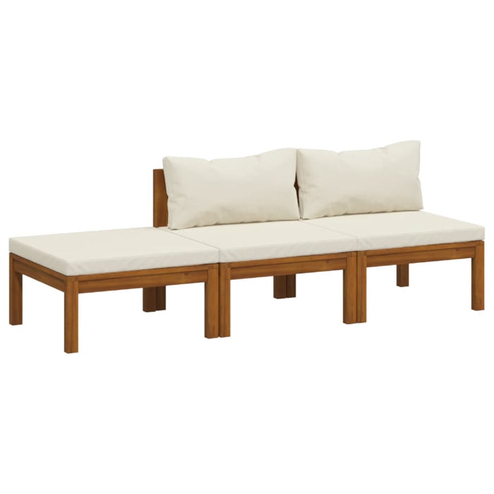 Set mobilier grădină cu perne crem, 3 piese, lemn masiv acacia - WALTI WALTI