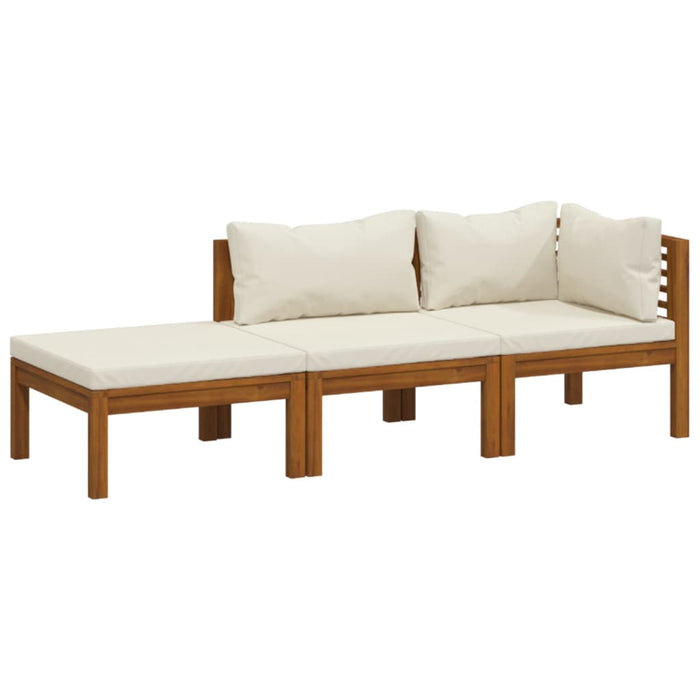 Set mobilier grădină cu perne crem, 3 piese, lemn masiv acacia - WALTI WALTI
