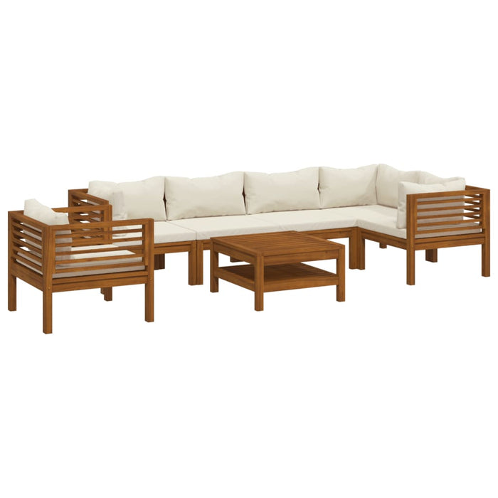Set mobilier grădină cu perne crem, 7 piese, lemn masiv acacia - WALTI WALTI