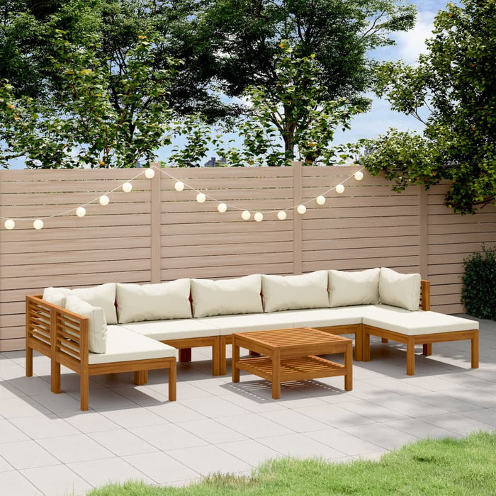 Set mobilier grădină cu perne crem, 8 piese, lemn masiv acacia - WALTI WALTI