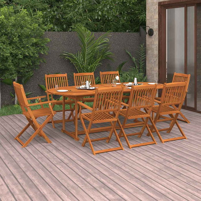 Set mobilier de grădină 9 piese 220x90x75 cm, lemn masiv acacia WALTI