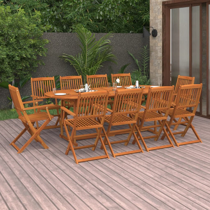 Set mobilier de grădină 11 piese 220x90x75cm, lemn masiv acacia WALTI
