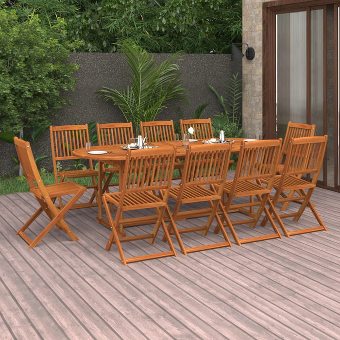 Set mobilier de grădină 11 piese 220x90x75cm, lemn masiv acacia - WALTI WALTI