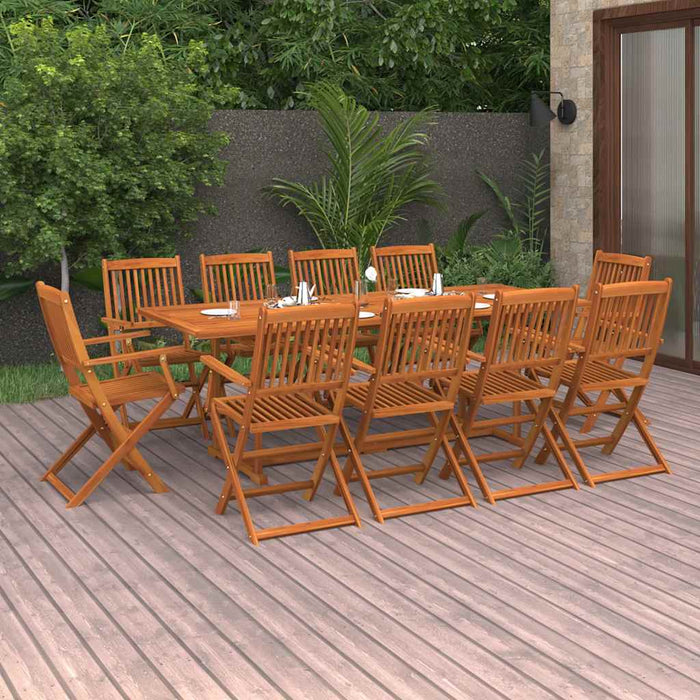 Set mobilier de grădină 11 piese 220x90x75cm, lemn masiv acacia WALTI