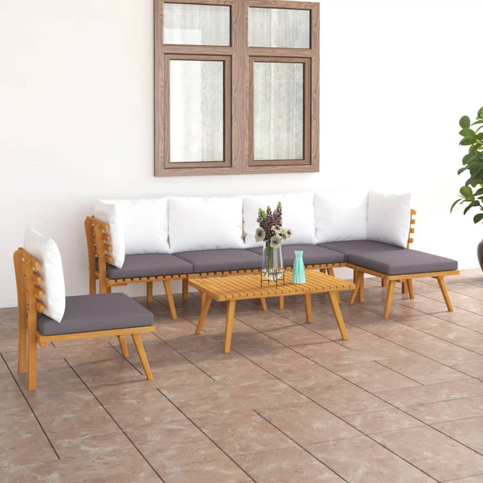Set mobilier de grădină cu perne, 7 piese, lemn masiv acacia - WALTI WALTI