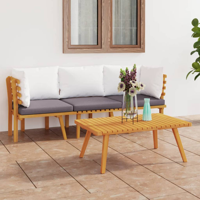 Set mobilier de grădină cu perne, 3 piese, lemn masiv acacia - WALTI WALTI
