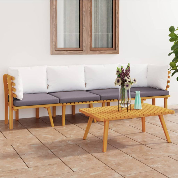 Set mobilier de grădină cu perne, 4 piese, lemn masiv de acacia - WALTI WALTI
