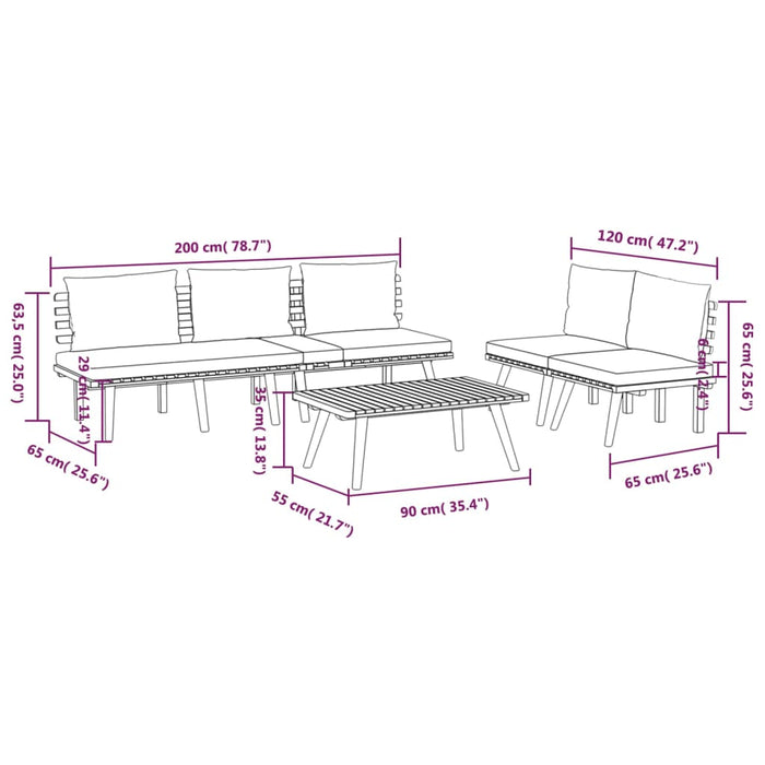 Set mobilier de grădină cu perne, 4 piese, lemn masiv de acacia WALTI