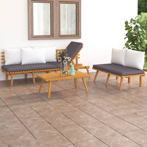 Set mobilier de grădină cu perne, 3 piese, lemn masiv de acacia - WALTI WALTI