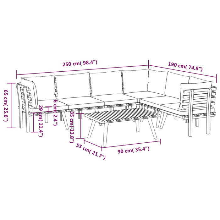 Set mobilier de grădină cu perne, 7 piese, lemn masiv acacia - WALTI WALTI