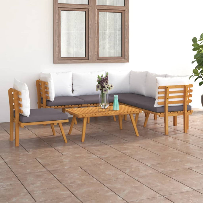 Set mobilier de grădină cu perne, 7 piese, lemn masiv acacia - WALTI WALTI