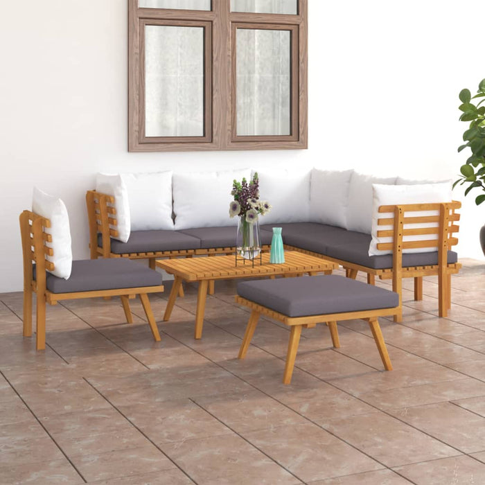 Set mobilier de grădină cu perne, 8 piese, lemn masiv acacia - WALTI WALTI