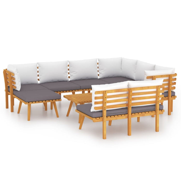 Set mobilier de grădină cu perne, 9 piese, lemn masiv de acacia - WALTI WALTI