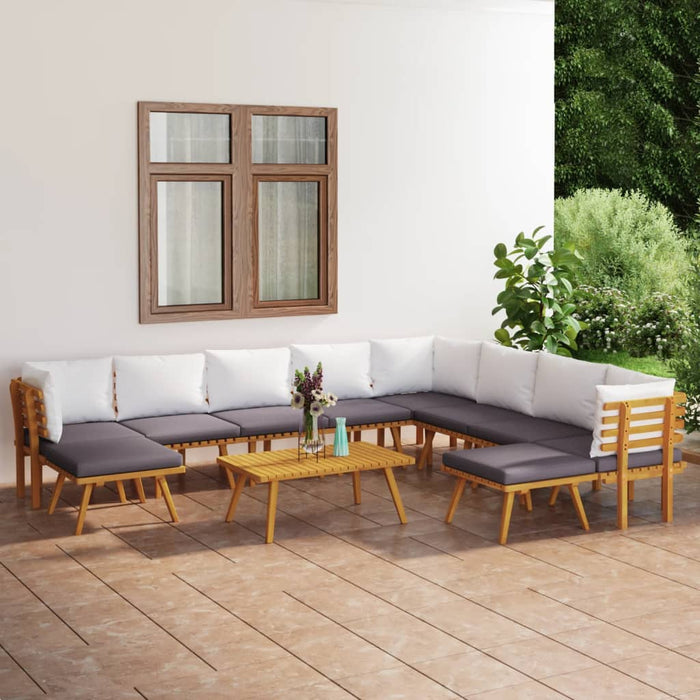Set mobilier de grădină cu perne, 11 piese, lemn masiv acacia - WALTI WALTI