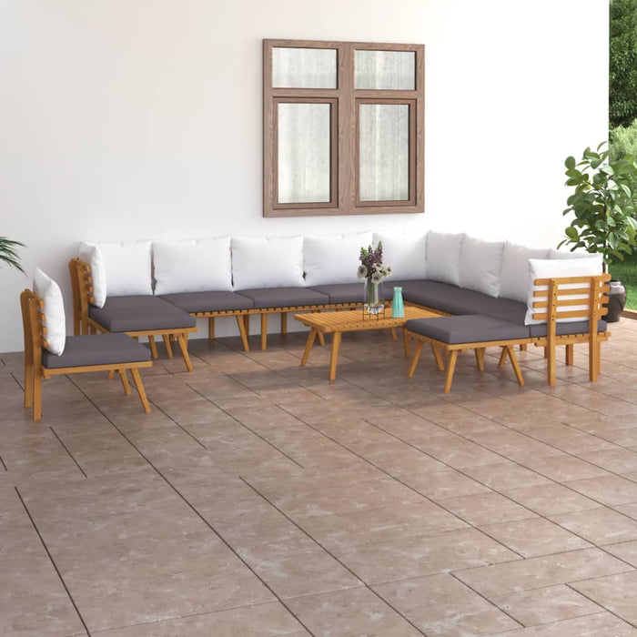 Set mobilier de grădină cu perne, 12 piese, lemn masiv acacia - WALTI WALTI