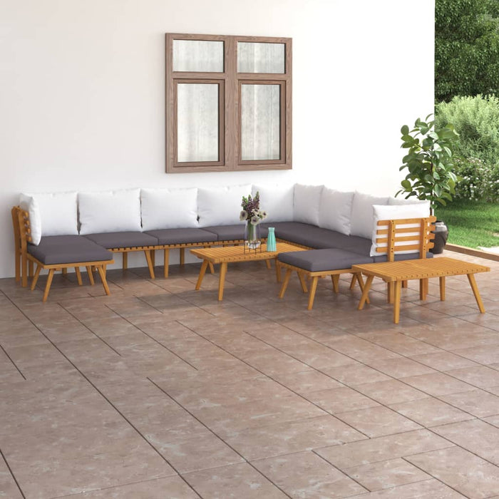 Set mobilier grădină cu perne, 12 piese, lemn masiv de acacia - WALTI WALTI