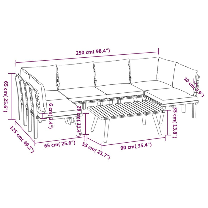 Set mobilier de grădină cu perne, 7 piese, lemn masiv acacia - WALTI WALTI