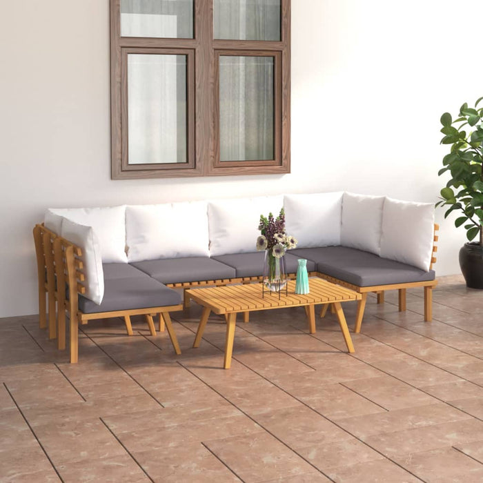 Set mobilier de grădină cu perne, 7 piese, lemn masiv acacia - WALTI WALTI