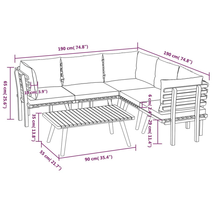 Set mobilier de grădină cu perne, 6 piese, lemn masiv acacia - WALTI WALTI