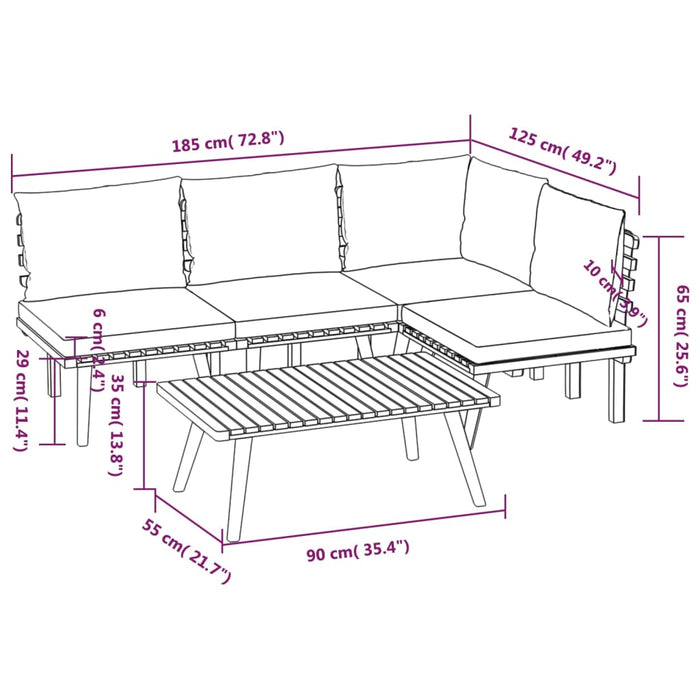 Set mobilier de grădină cu perne, 5 piese, lemn masiv acacia - WALTI WALTI