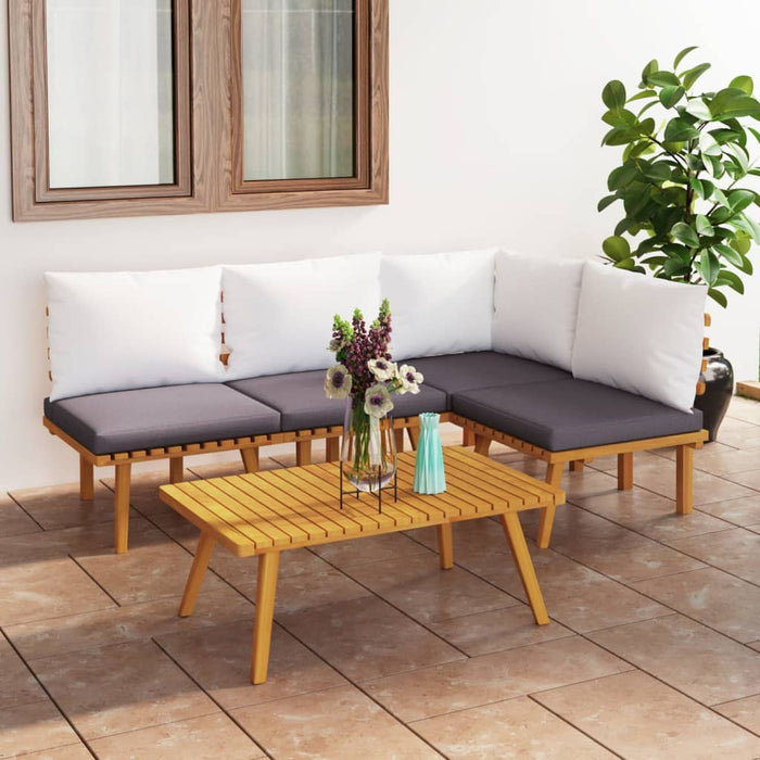 Set mobilier de grădină cu perne, 5 piese, lemn masiv acacia - WALTI WALTI