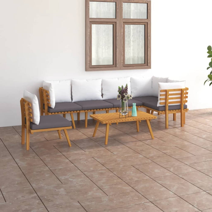 Set mobilier de grădină cu perne, 7 piese, lemn masiv acacia - WALTI WALTI