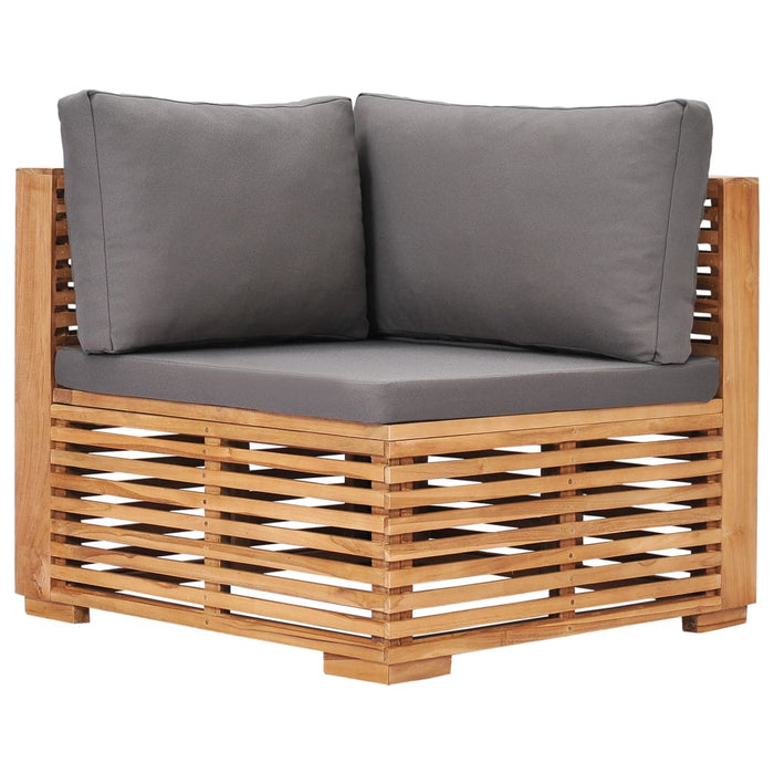 Set mobilier grădină cu perne gri închis 6 piese lemn masiv tec WALTI