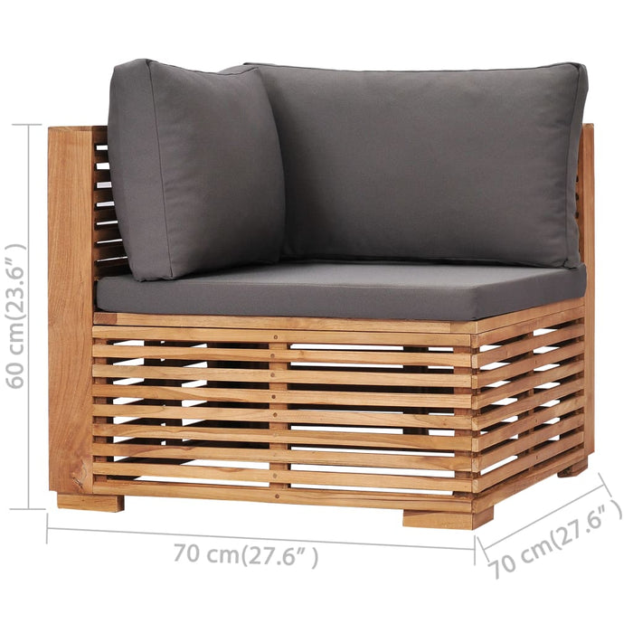 Set mobilier grădină cu perne gri închis 6 piese lemn masiv tec WALTI