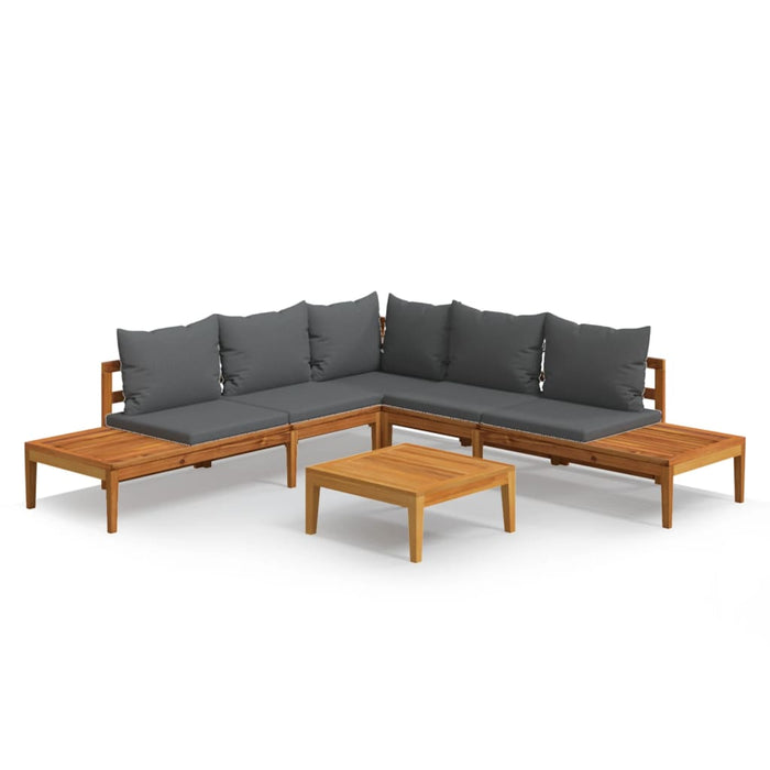 Set mobilier grădină cu perne gri închis, 4 piese, lemn acacia - WALTI WALTI