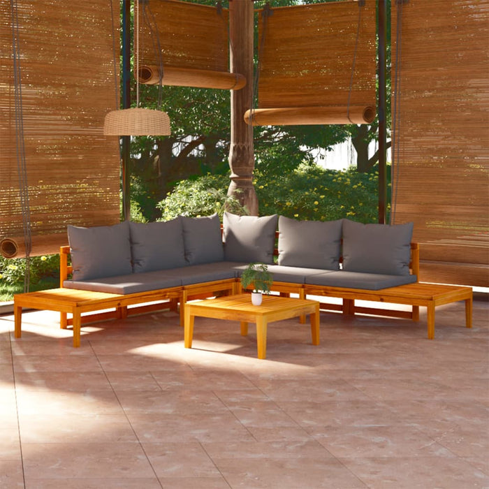Set mobilier grădină cu perne gri închis, 4 piese, lemn acacia - WALTI WALTI