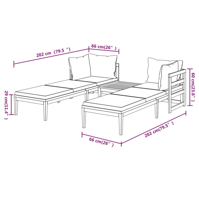 Set mobilier grădină cu perne gri închis, 3 piese, lemn acacia WALTI