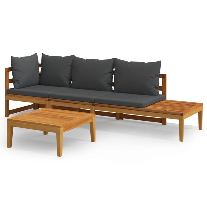 Set mobilier grădină cu perne gri închis, 3 piese, lemn acacia - WALTI WALTI