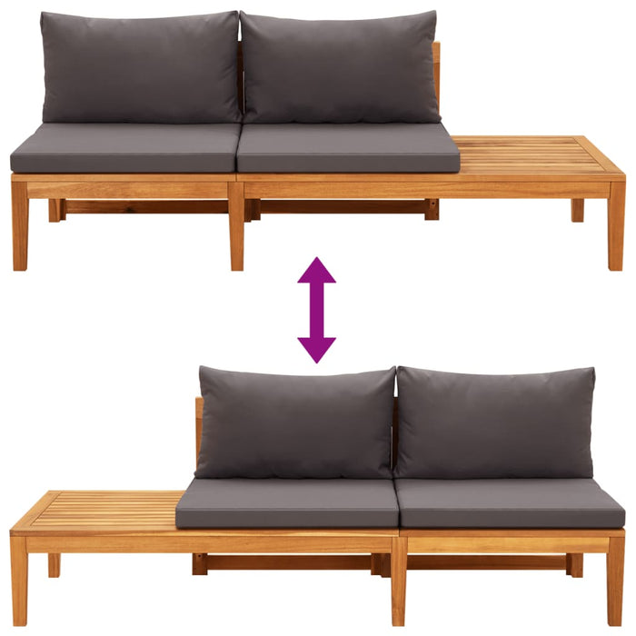 Set mobilier grădină cu perne gri închis, 3 piese, lemn acacia - WALTI WALTI