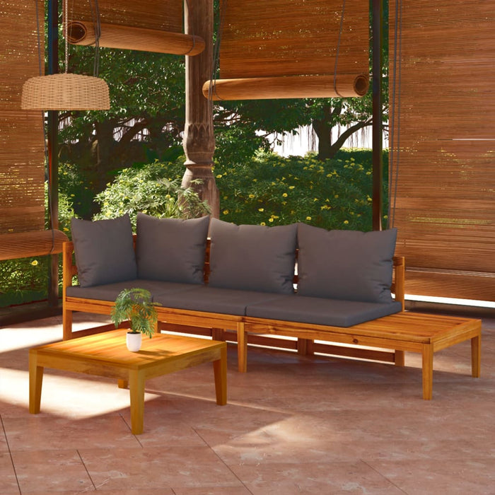 Set mobilier grădină cu perne gri închis, 3 piese, lemn acacia - WALTI WALTI