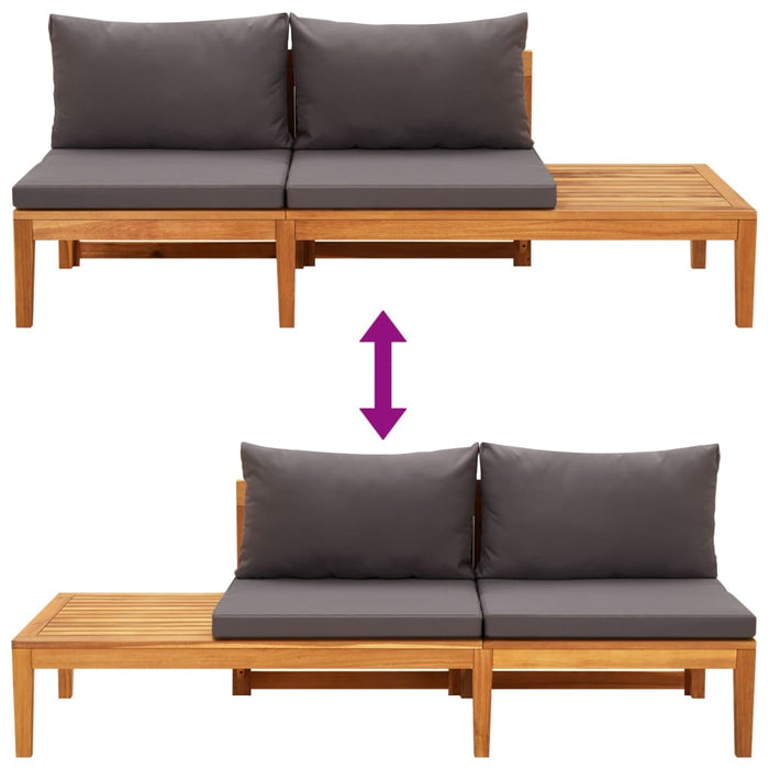 Set mobilier grădină perne gri închis, 5 piese, lemn acacia - WALTI WALTI