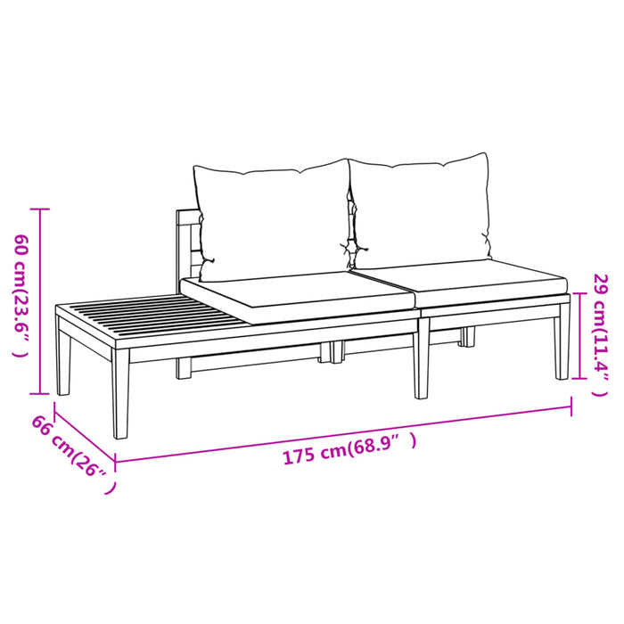 Set mobilier grădină perne gri închis, 5 piese, lemn acacia - WALTI WALTI