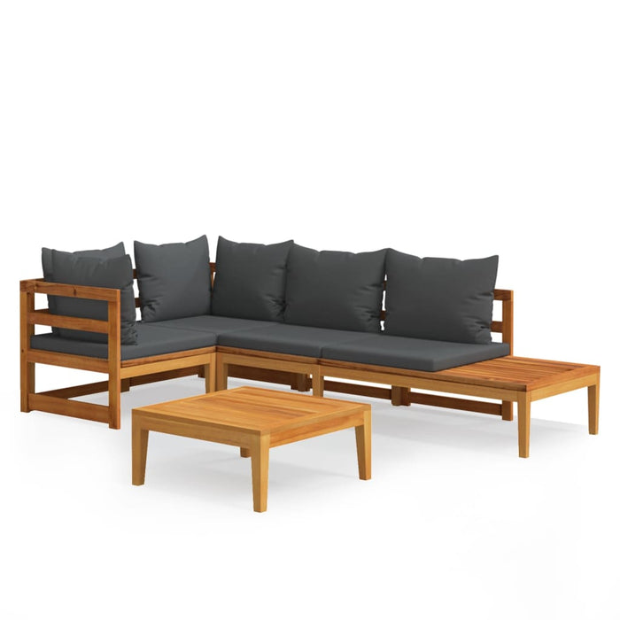 Set mobilier grădină cu perne gri închis, 4 piese, lemn acacia - WALTI WALTI