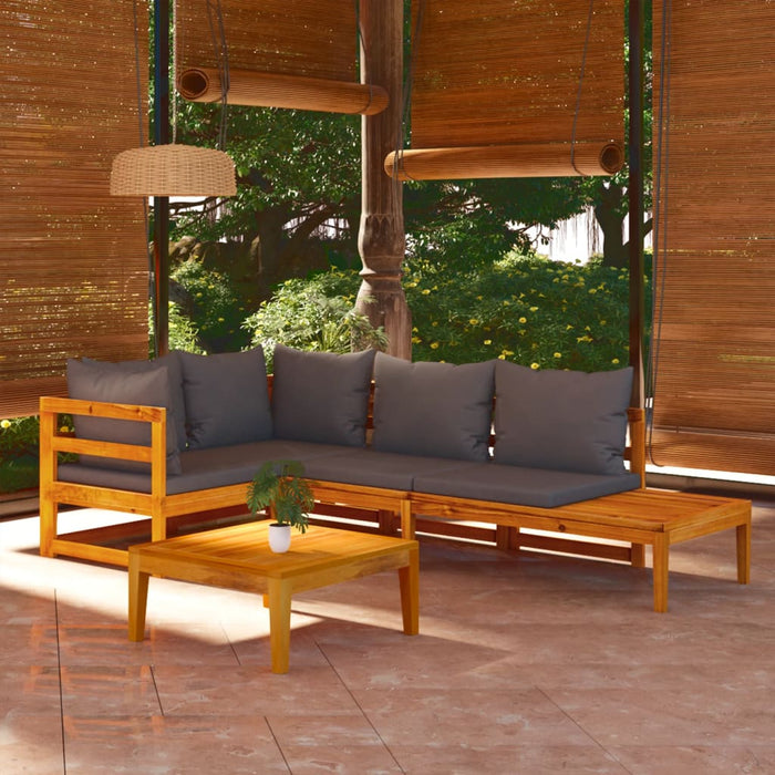 Set mobilier grădină cu perne gri închis, 4 piese, lemn acacia - WALTI WALTI