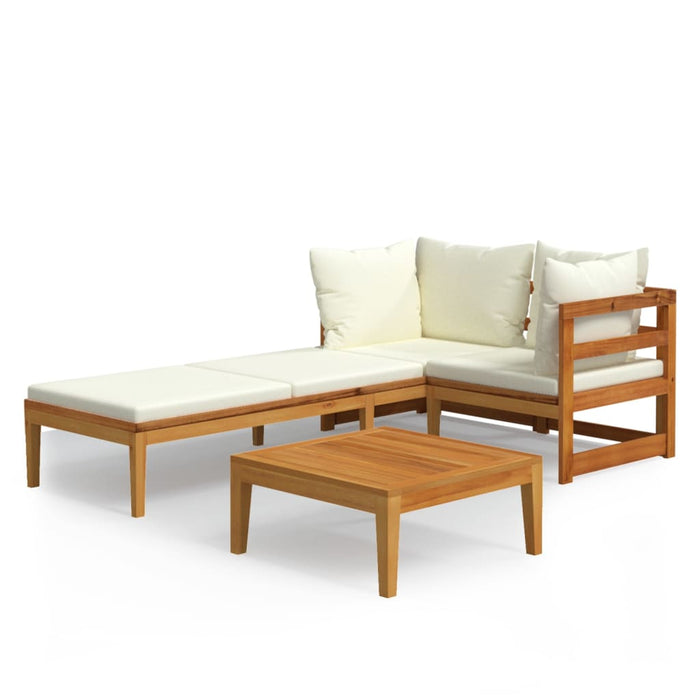 Set mobilier grădină perne alb/crem, 3 piese, lemn masiv acacia - WALTI WALTI