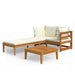 Set mobilier grădină perne alb/crem, 3 piese, lemn masiv acacia - WALTI WALTI